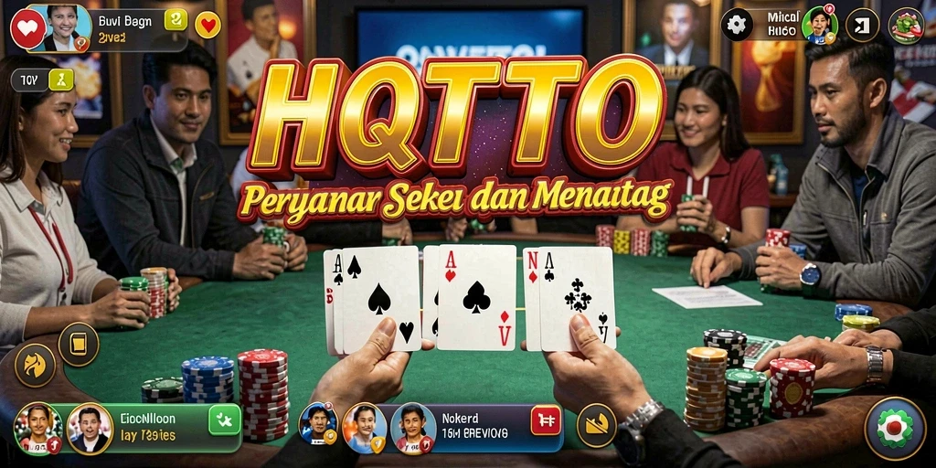 Screenshot gameplay HQTOTO menampilkan momen seru saat bermain poker.