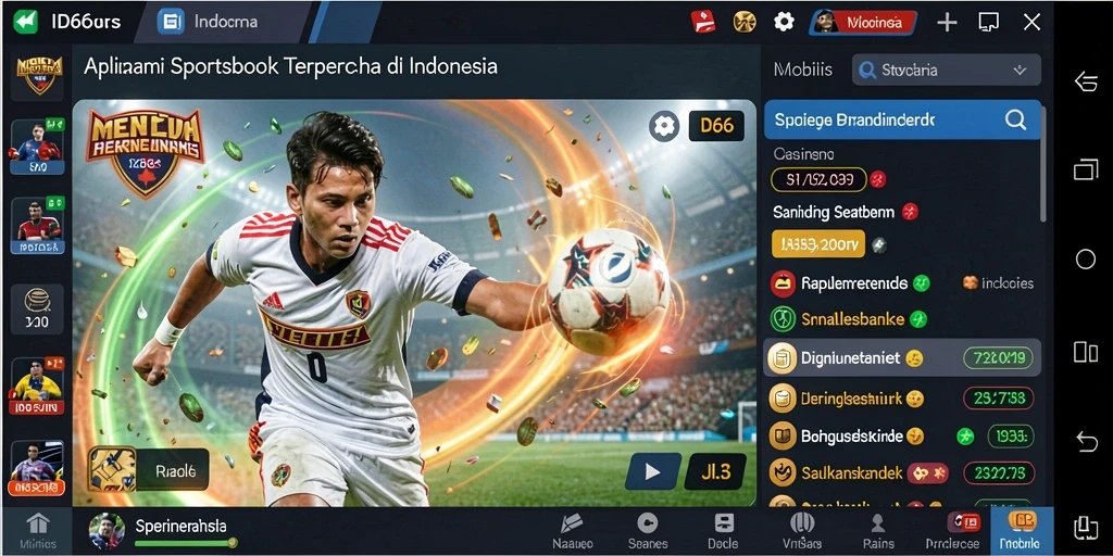 Tampilan tampilan antarmuka aplikasi ID66 yang menarik untuk sportsbook.