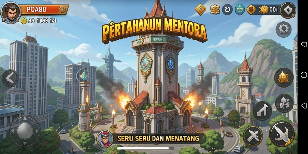 Gameplay menara pertahanan yang menantang dan mendebarkan.
