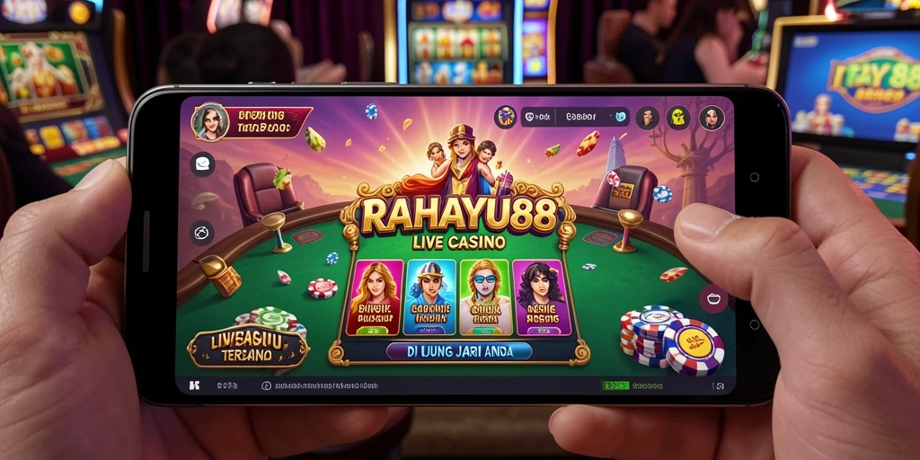 Screenshot utama RAHAYU88 menampilkan dealer live dalam aksi di meja permainan.
