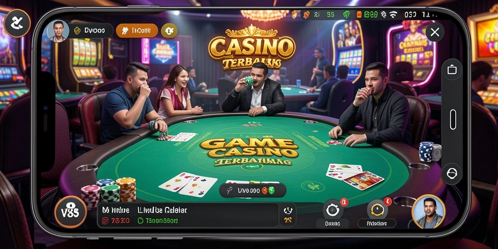 Screenshot utama V89 menampilkan dealer langsung dan gameplay yang seru.